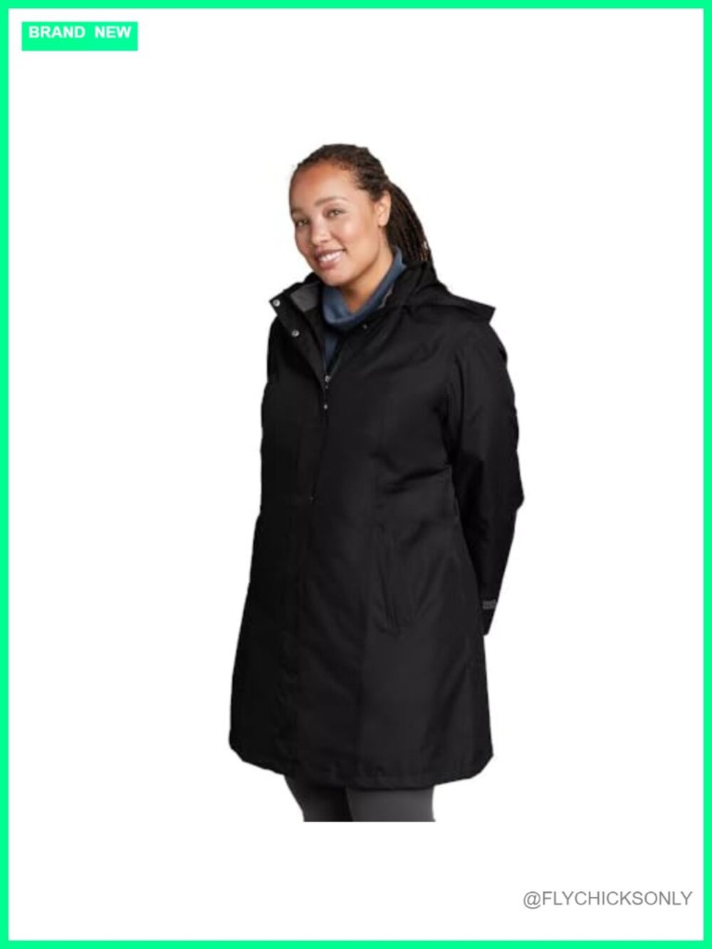 Waterproof Hooded Trench Coat StormRepel DWR Long Sleeve Rain Coat